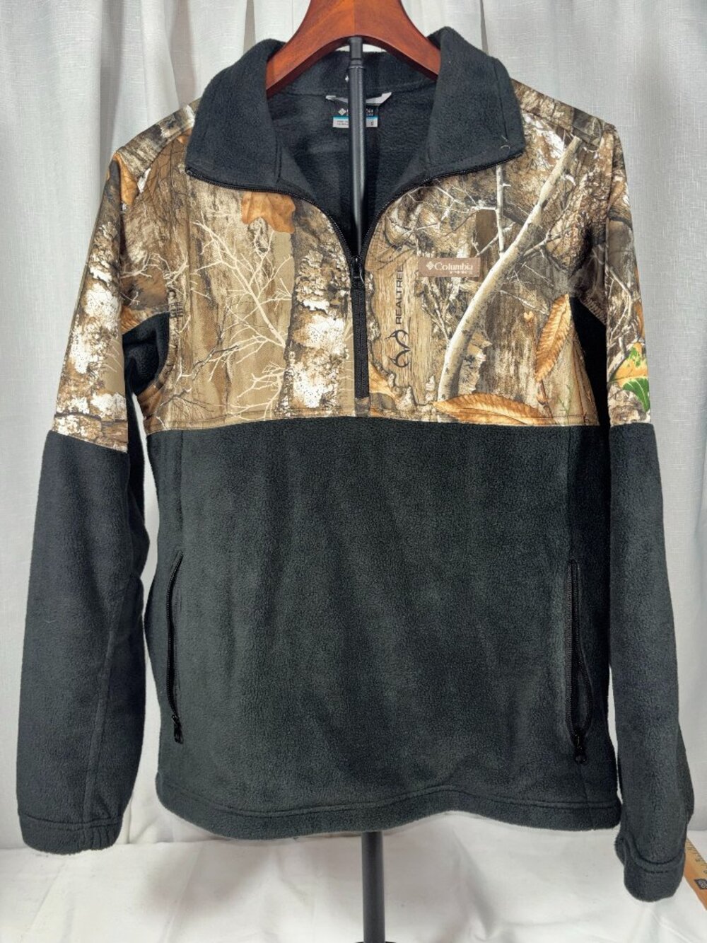 Columbia PHG Men's Fleece Overlay 1/4 Zip Camo Pullover Jacket Size Small